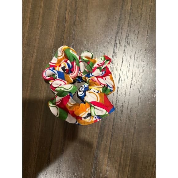Multicolor Bingo Ball Print Hair Scrunchie Retro Novelty Accessory - Picture 2 of 4